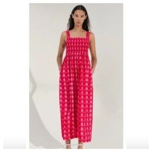 Zara Pink Smocked Midi Dress, Never Worn Size M